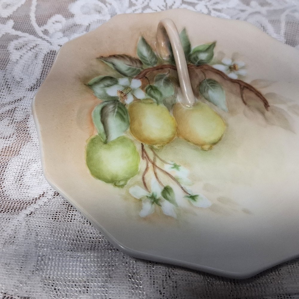 Vintage Hand-painted Fruit Citrus Dish Lemon Tray Tea Service Handled Plate - Picture 4 of 16